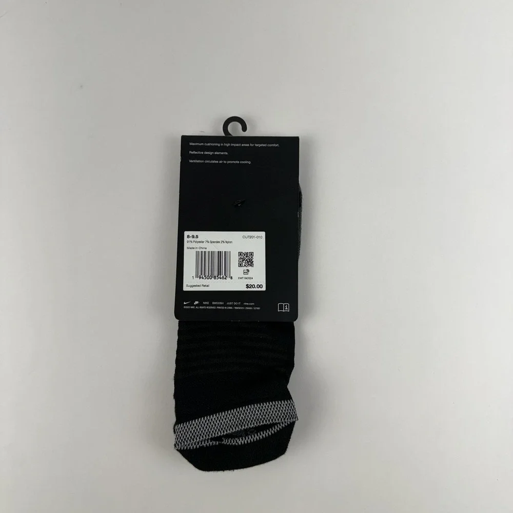 New Womens Nike Spark Lightweight Black Running No Show Socks Size 9.5-11